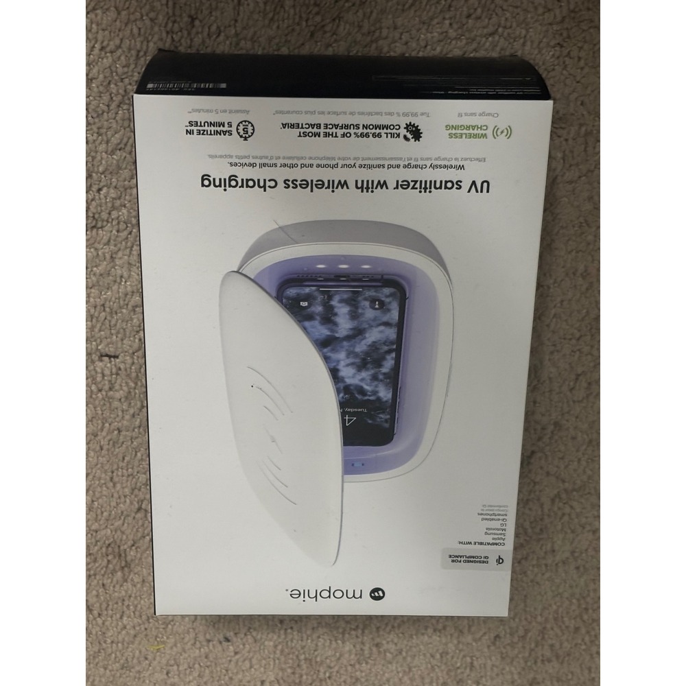 NEW Mophie | Smartphone Light Sanitizer Universal‎ Wireless Charging White